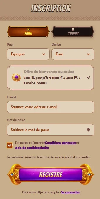 Inscription Alawin Casino