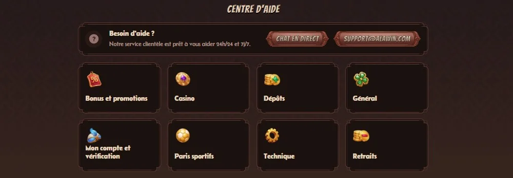 Alawin Casino support